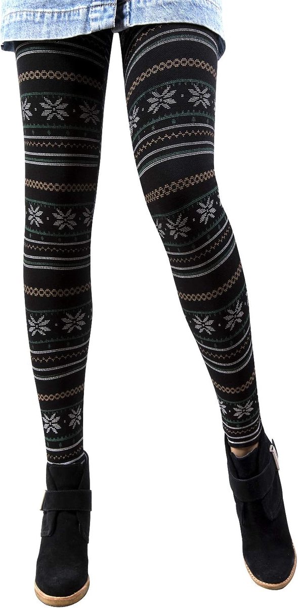 Leggings loopbroek Noors met kerstmotieven teddyfleece voor dames en