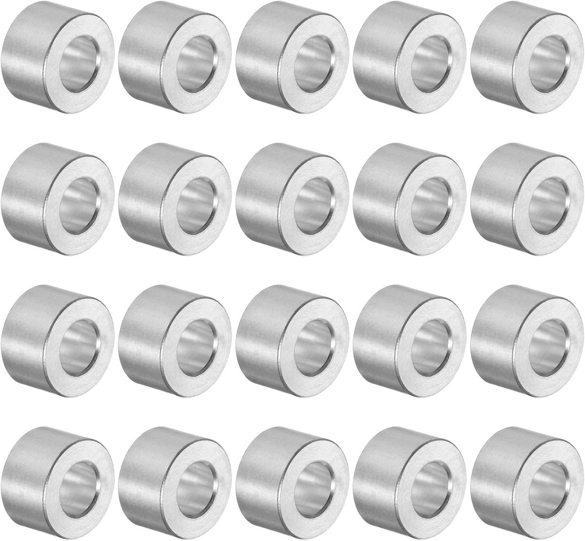 sourcing map 20 stuks afstandshulzen, 5 x 10 x 6 mm (IDxODxL) aluminium afstandhouders, ronde onderlegschijven voor M5 schroeven, bouten en stangen