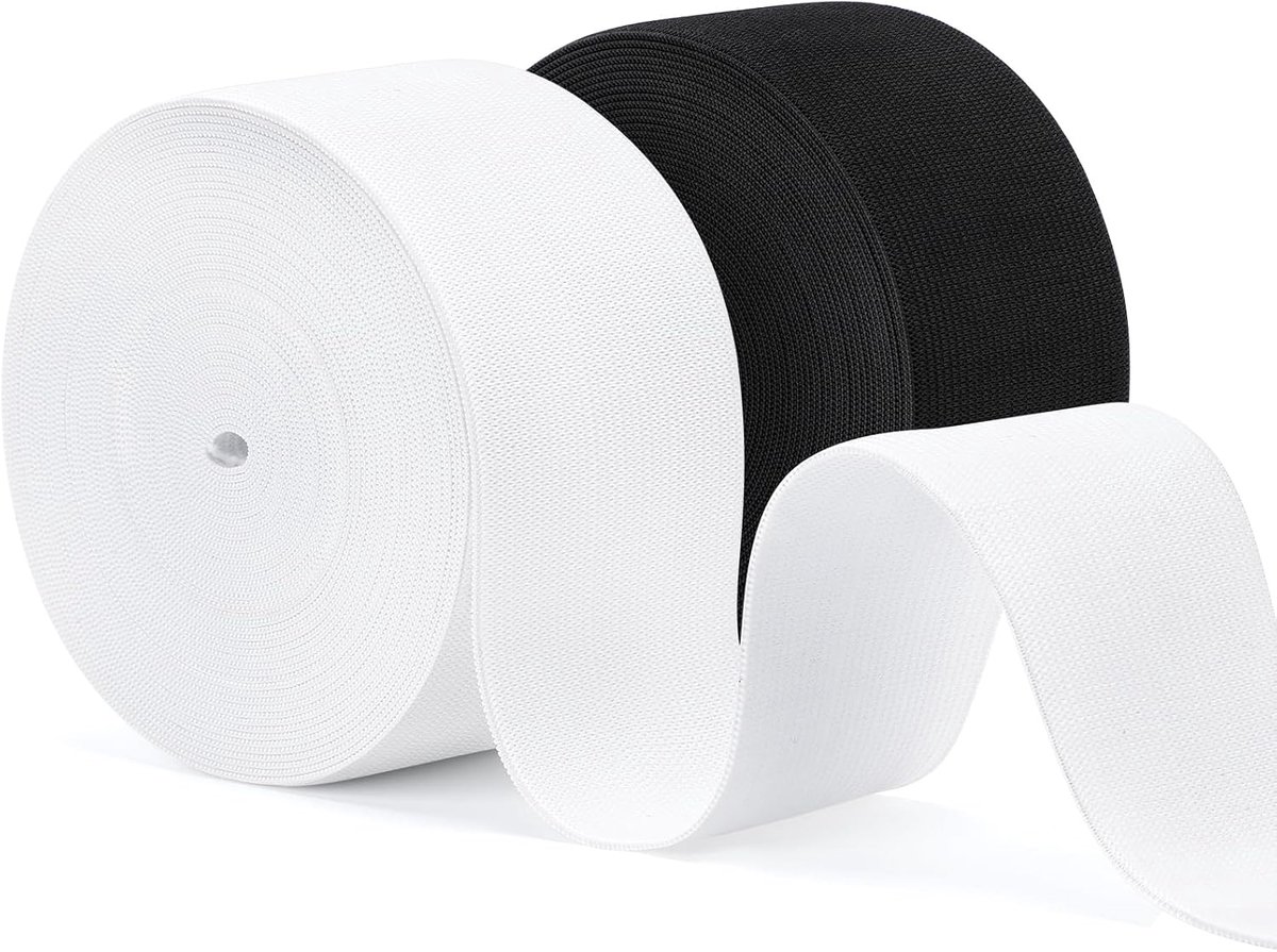 50mm Elastisch Naaiband, 2 Rollen van 8m Lang, Dikke Elastische Band