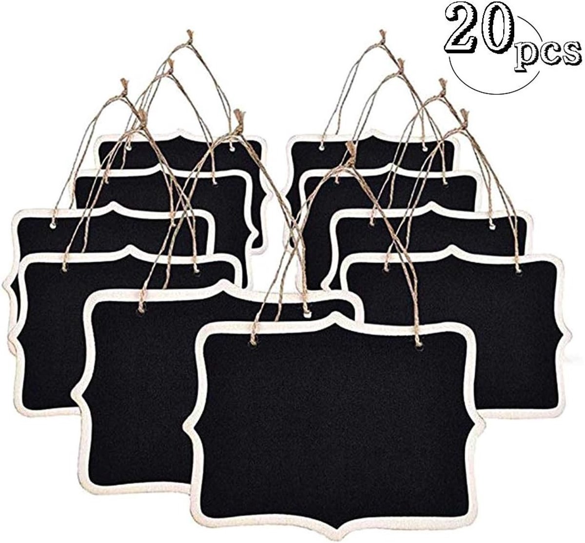 Mini Hangende Krijtbordjes 20pcs - Dubbelzijdig 8.5x6cm - Houten Decoratie - Ideaal voor Creatieve Projecten - SnelShoppen