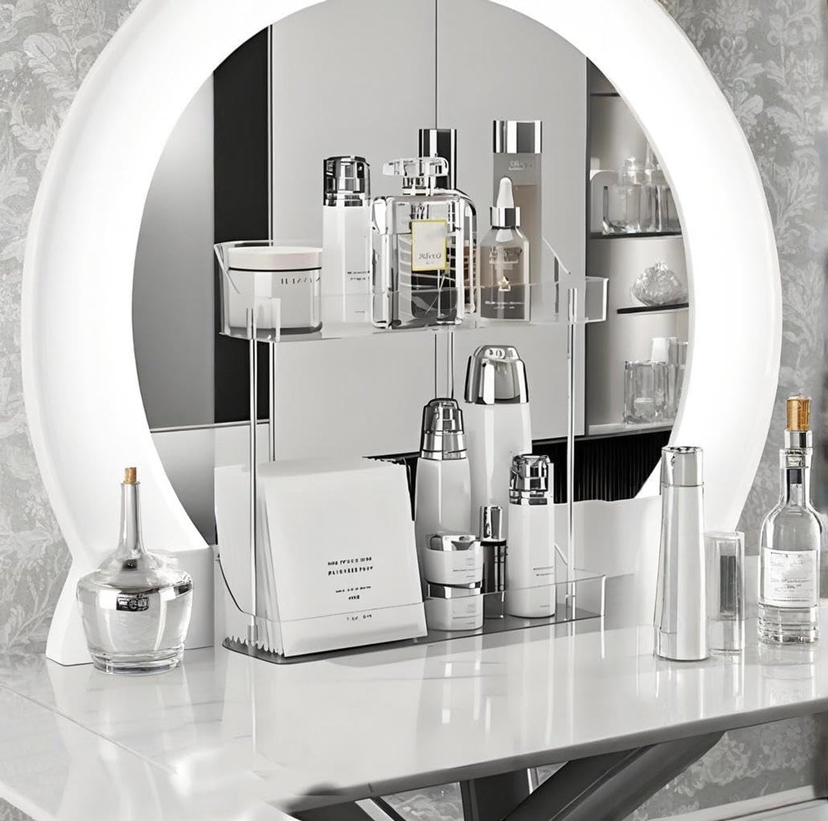 Cosmetica-organizer, 2 niveaus, grote capaciteit, make-up-opslag voor
