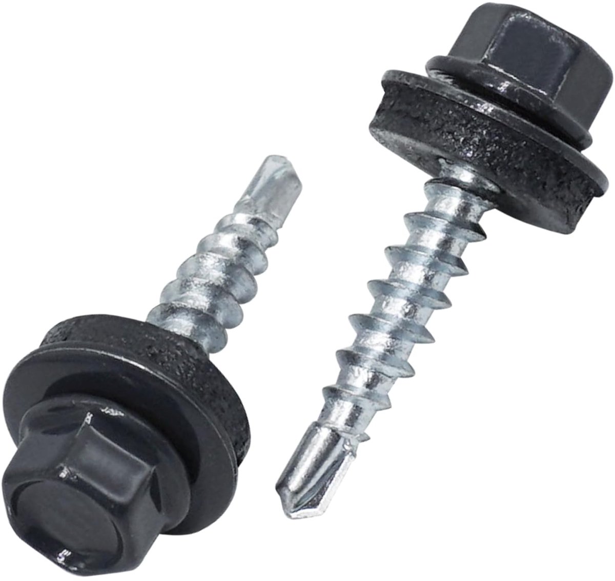 (25 stuks) Dakschroeven, zeskantkop, 4,8 x 25 mm Gelakte zelfborende schroeven met EPDM-sluitringen (antracietgrijs RAL 7016)