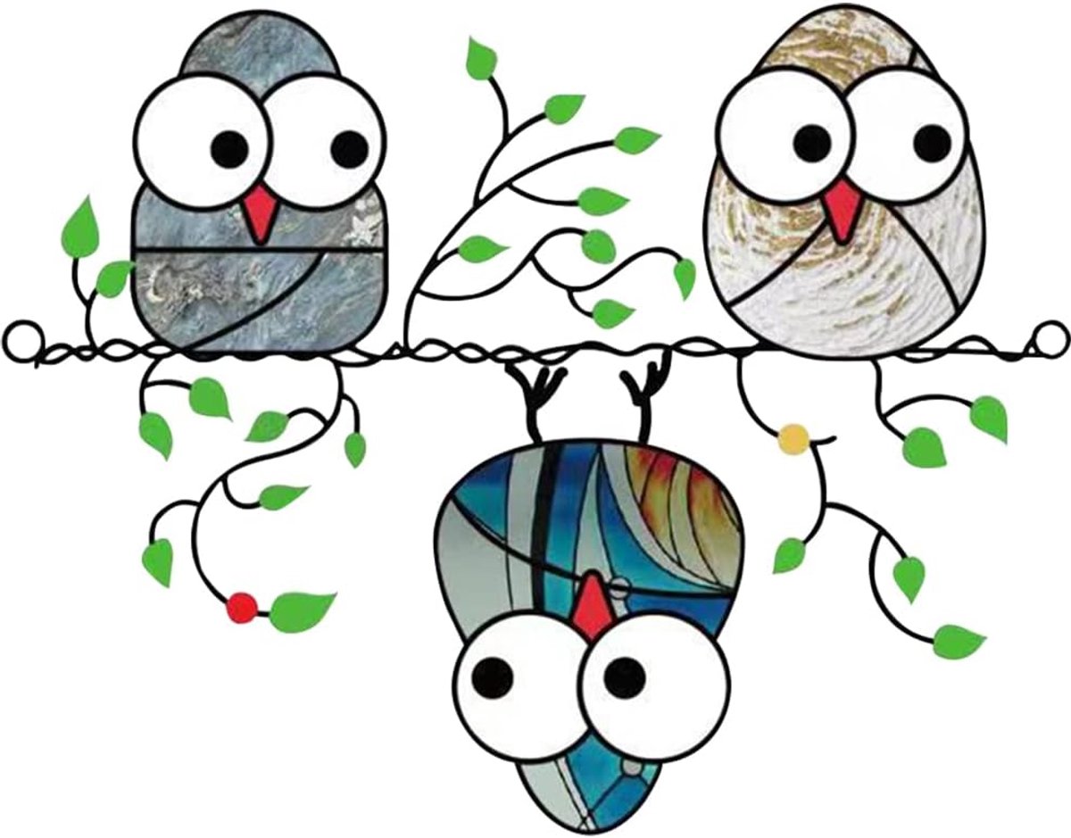 Uilen Raam Ophangende Suncatchers Paneelaasvogel Gebeitste Raam Ophangende Ornament voor Muur Thuis Tuin Decoratie Cadeau