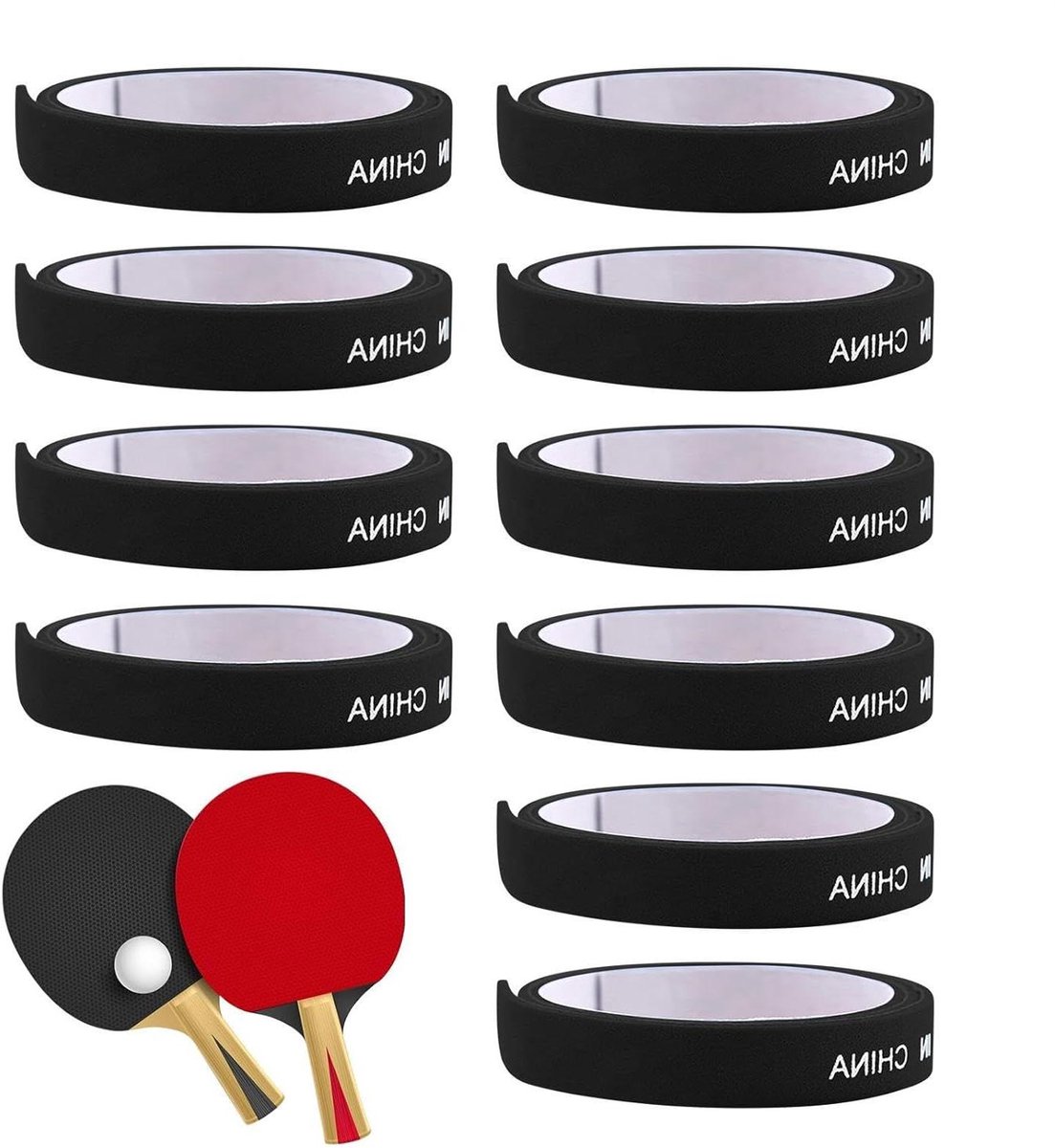 Randband Tafeltennisbatje - Randbescherming Batje - Sportactiviteiten Beschermen - Schokabsorberende Technologie - 10 stuks - Zwart