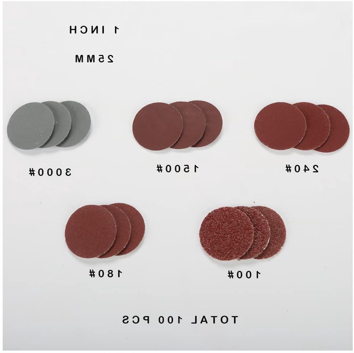 Schuurschijven Set - Polijstschijven Zandpapier - Oppervlakken Bewerken - Grote Korrel Variatie - 25 mm 100 stuks - Rood