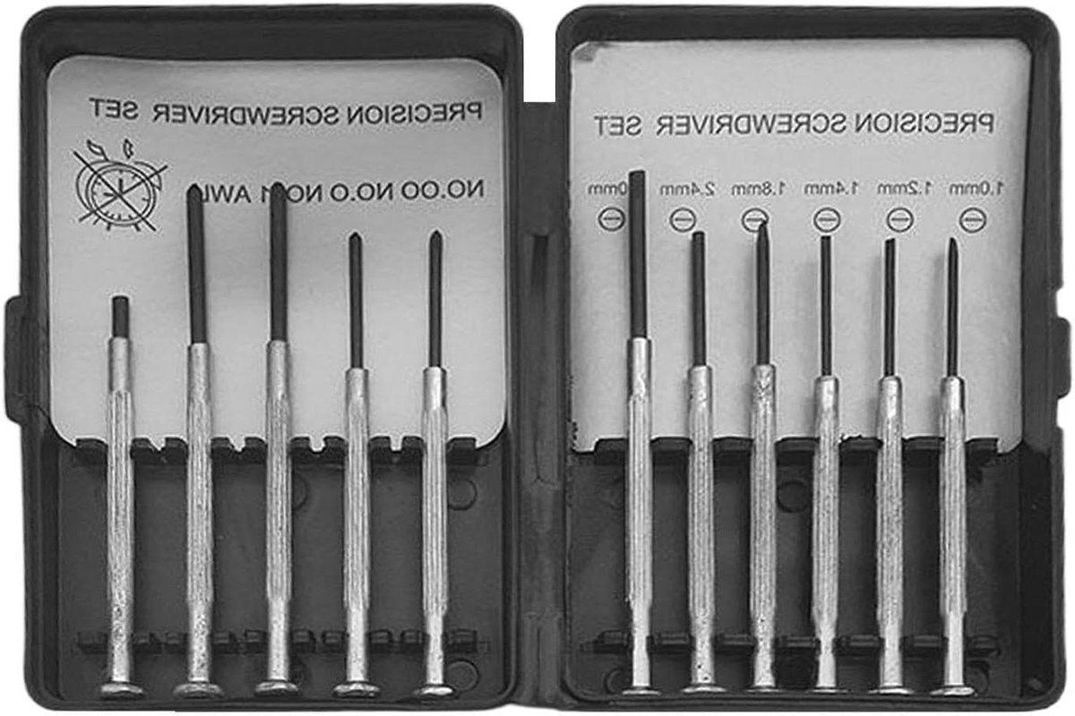 Mini Schroevendraaier Set - Precisie Gereedschap Reparatie - Elektronica Repareren - Ergonomische Antislip Grip - 18.5 cm Langste - Grijs