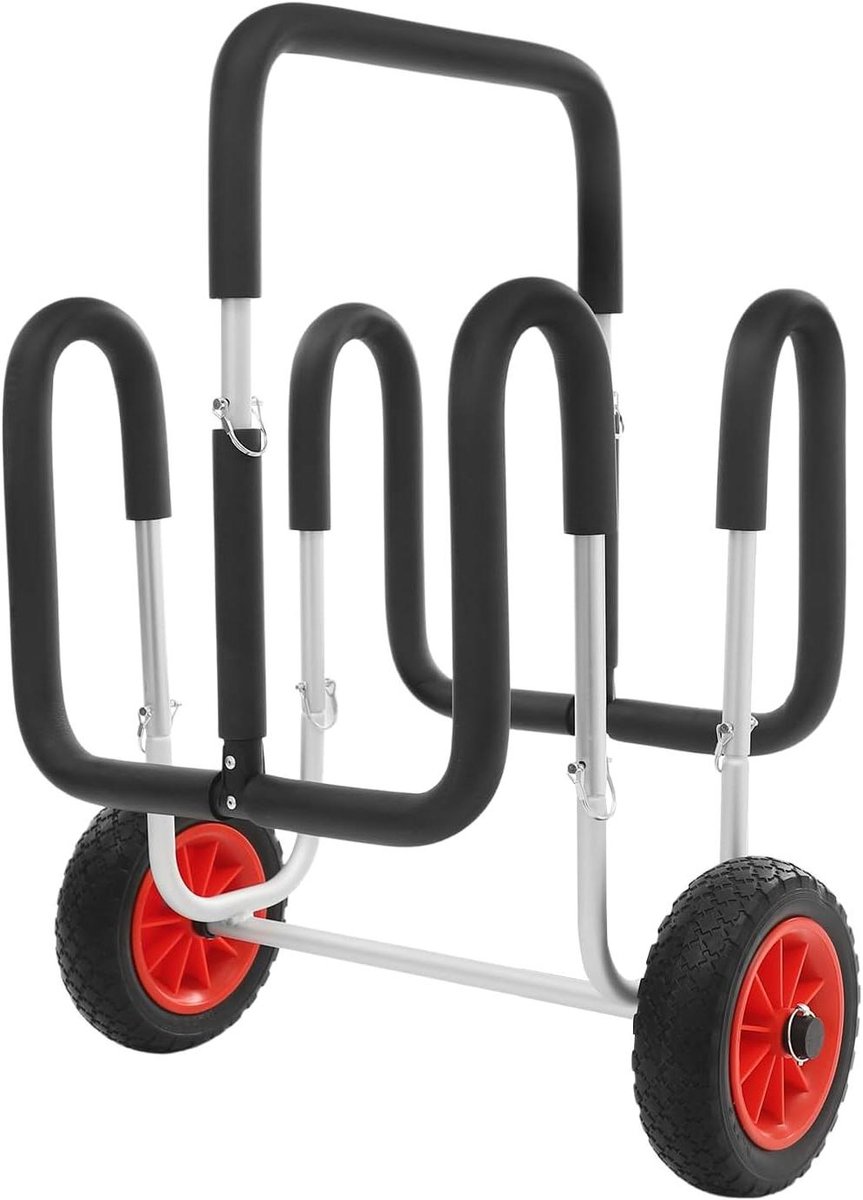 Kajak Transportwagen - Paddleboard Trolley - Watersport Transport - Dubbele Board Capaciteit - 10 Inch Wielen - Zwart Rood