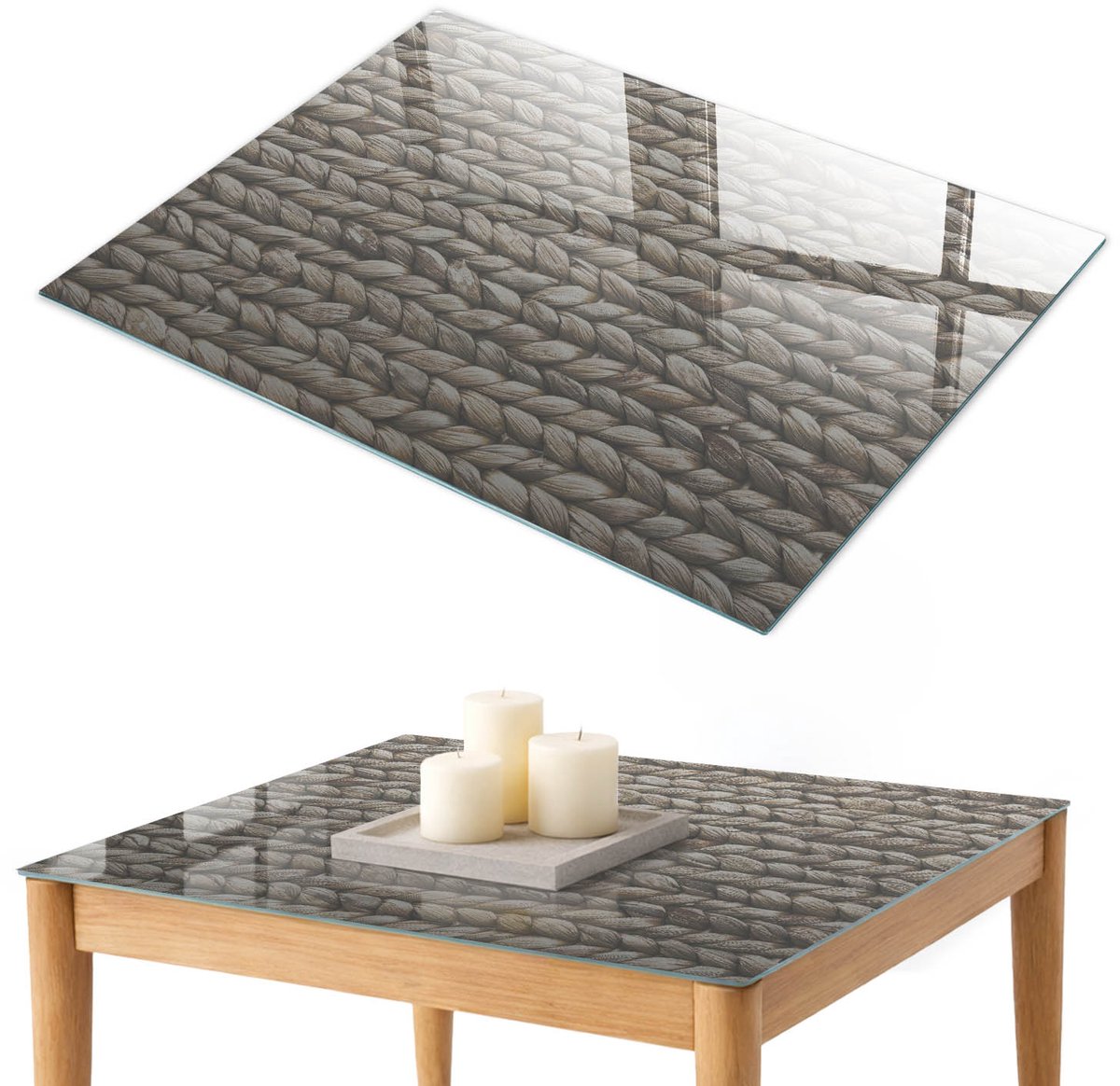 ArtPrintCave Rustieke textuur Glazen Tafelblad 100x70 cm - Tafelblad Rechthoek - Grijs Keukentafel - Texturen Glasplaat