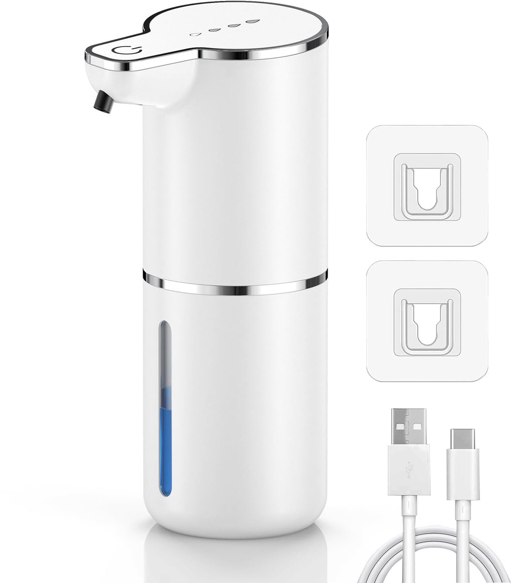Automatische Zeepdispenser - Sensor Zeepdispenser Zonder Aanraken - Oplaadbaar 1200mAh - 4 Instelbare Modi - IPX5 Waterdicht - Wandmontage - Contactloze Handzeepdispenser voor Keuken, Badkamer, Kantoor en School