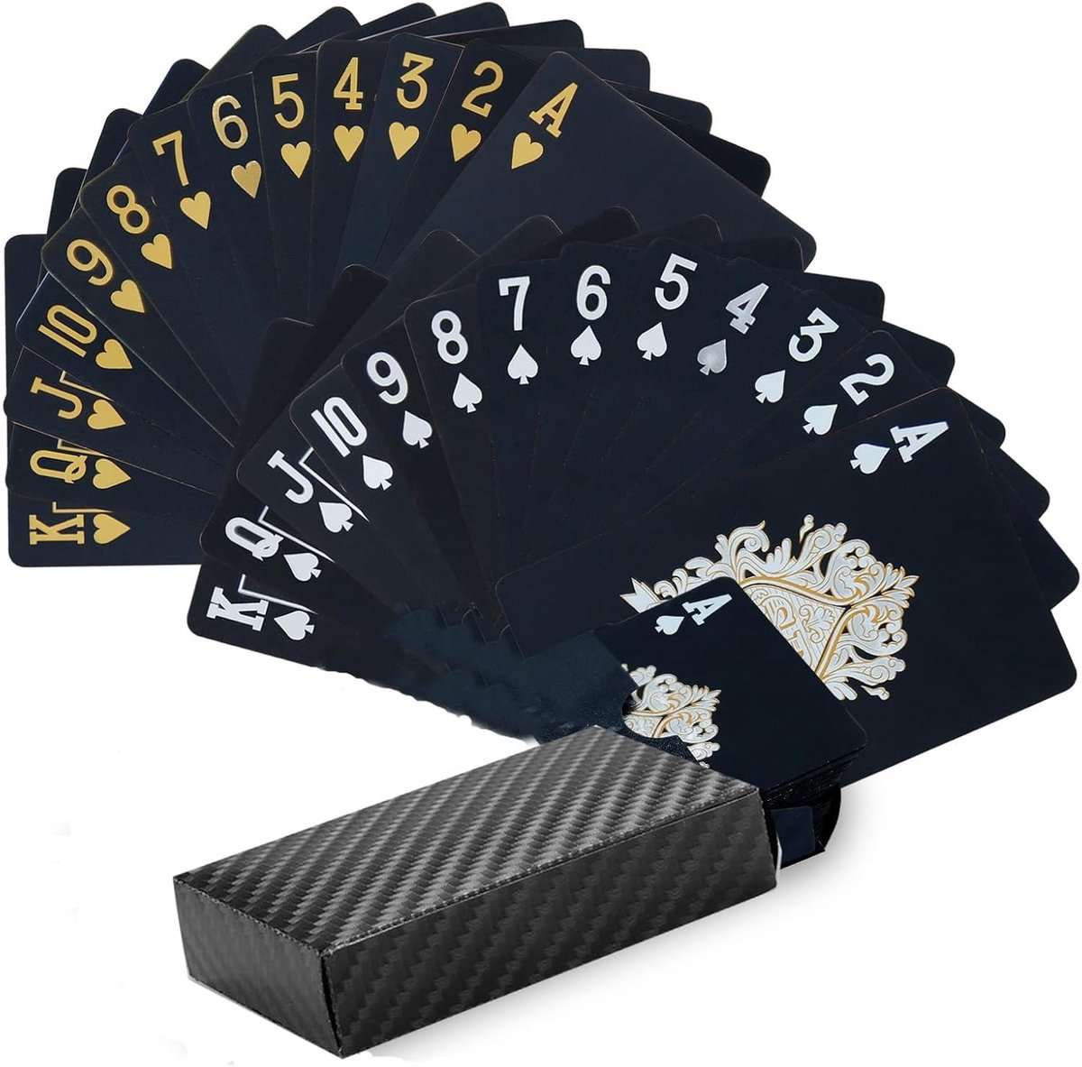 Set van 54 Waterdichte Zwarte Speelkaarten, Perfect voor Pokeravonden en Feestspellen, Duurzaam en Uniek Ontwerp