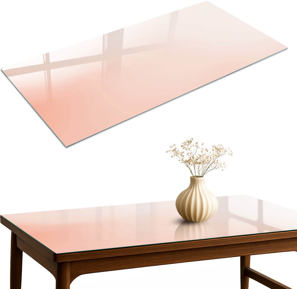 ArtPrintCave Subtiele harmonie Glazen Tafelblad 120x60 cm - Tafelblad Rechthoek - Beige Glazen Eettafel - Achtergronden en patronen Terrastafel