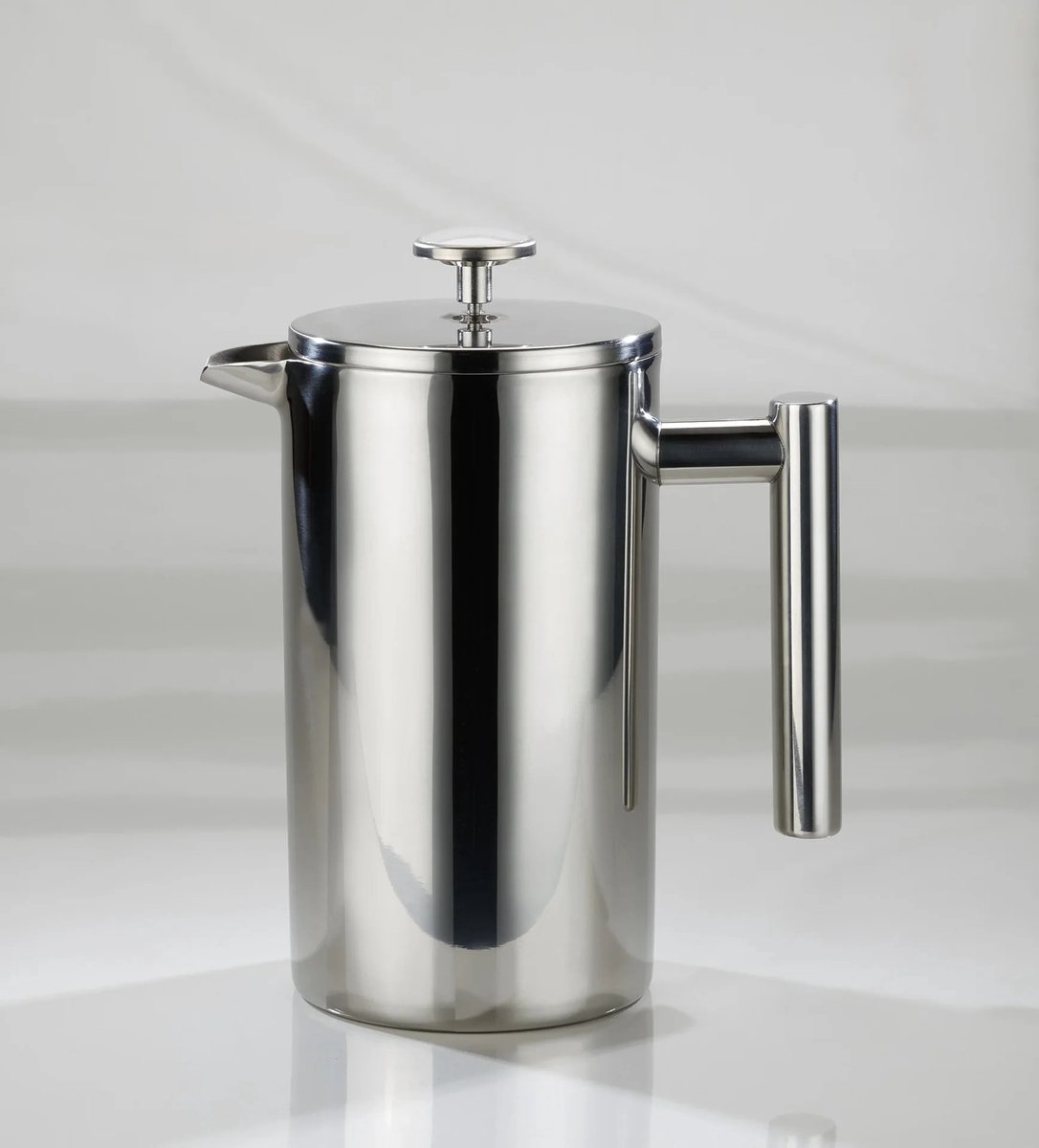 Thermische French press 1 liter van dubbelwandig roestvrij staal met thermometer