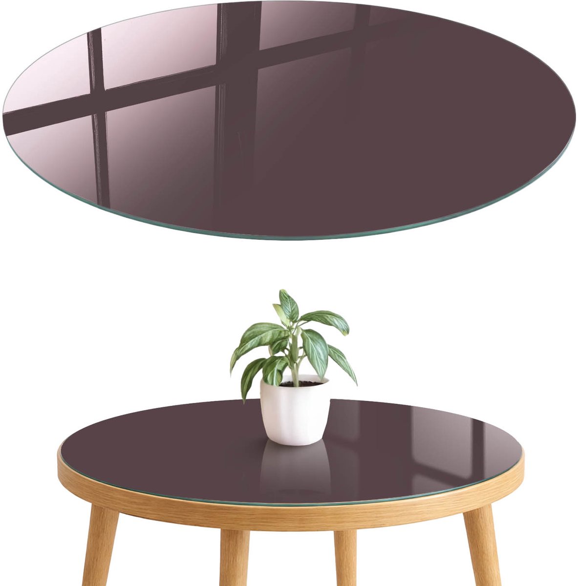 ArtPrintCave Grijze kleur Glazen Tafelblad fi70 cm - Tafelblad Rond - Paars Terrastafel - Achtergronden en patronen Keukentafel