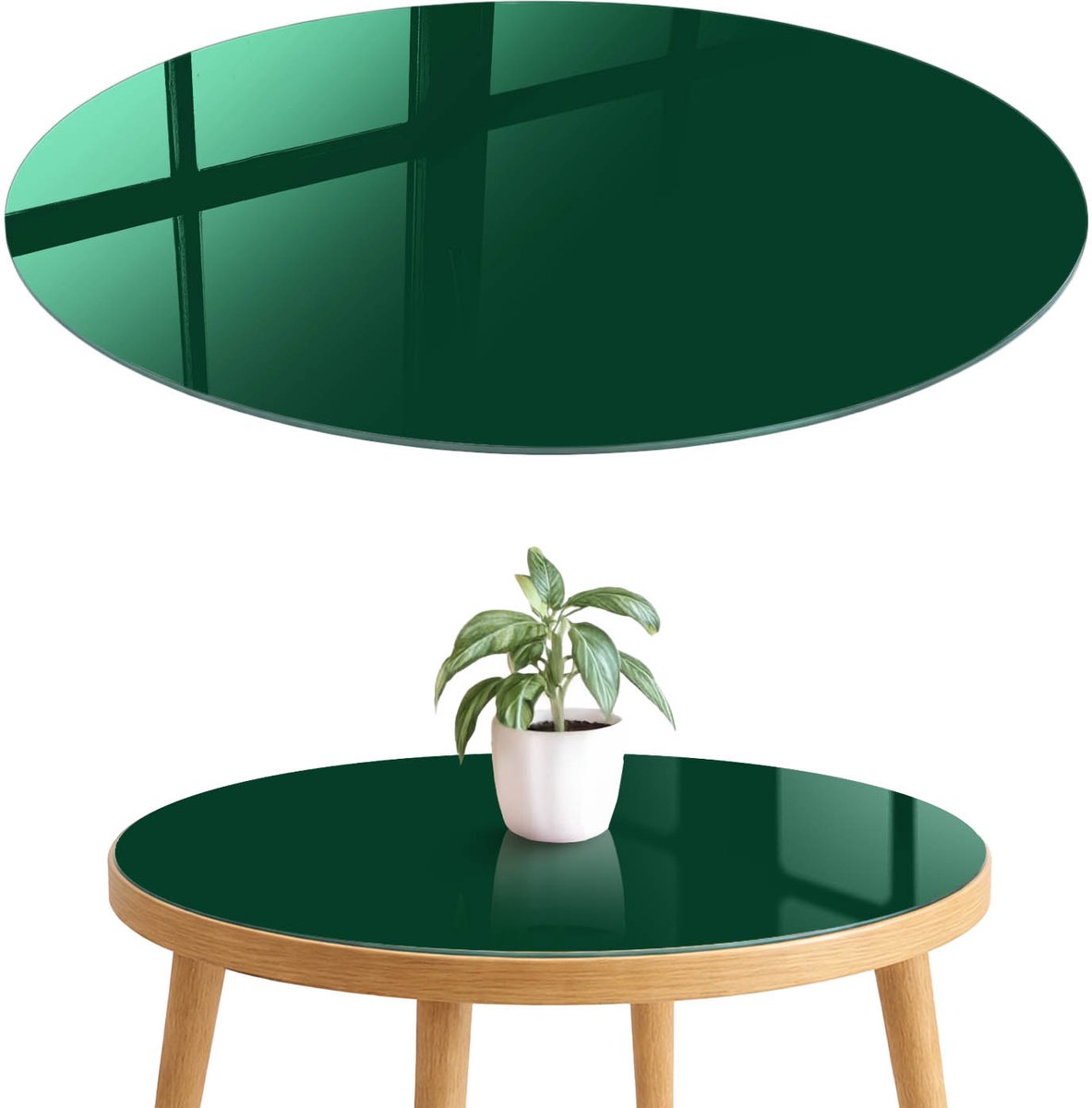 ArtPrintCave Flesgroen Glazen Tafelblad fi70 cm - Tafelblad Rond - Groente Terrastafel - Achtergronden en patronen Terrastafel