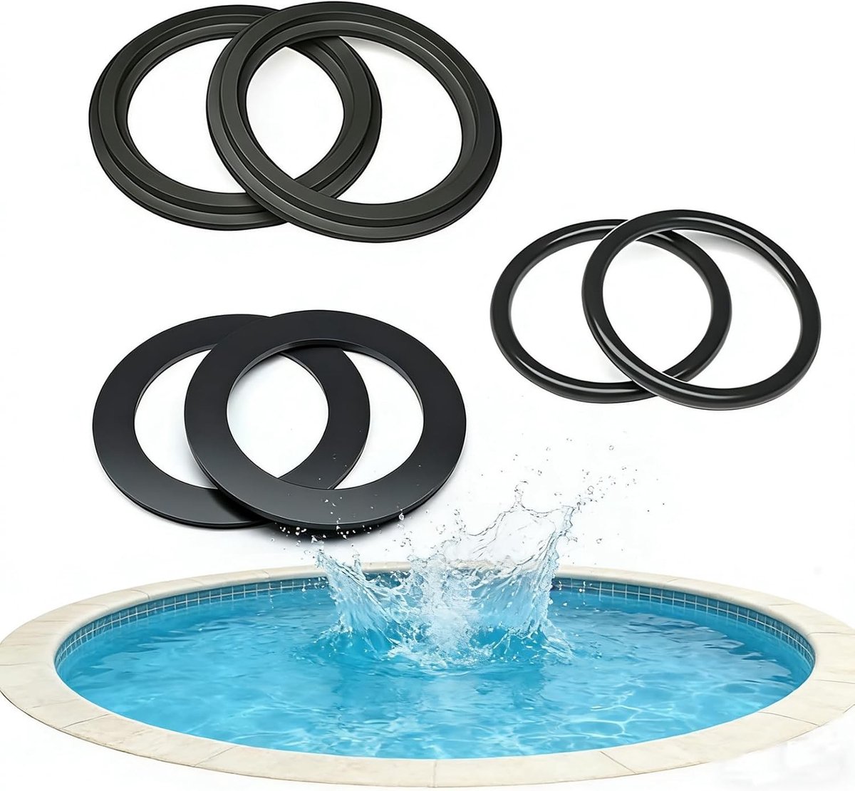 Set van 6 O-ringen voor afdichting, rubberen afdichtingen voor zwembadpompen, vervangingsonderdelen voor zandfilters en pistonventielen