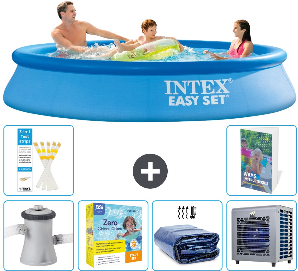 Intex Rond Opblaasbaar Easy Set Zwembad - 305 x 61 cm - Blauw - Inclusief Pomp - Onderhoudspakket - Solarzeil - Warmtepomp - 7-delig