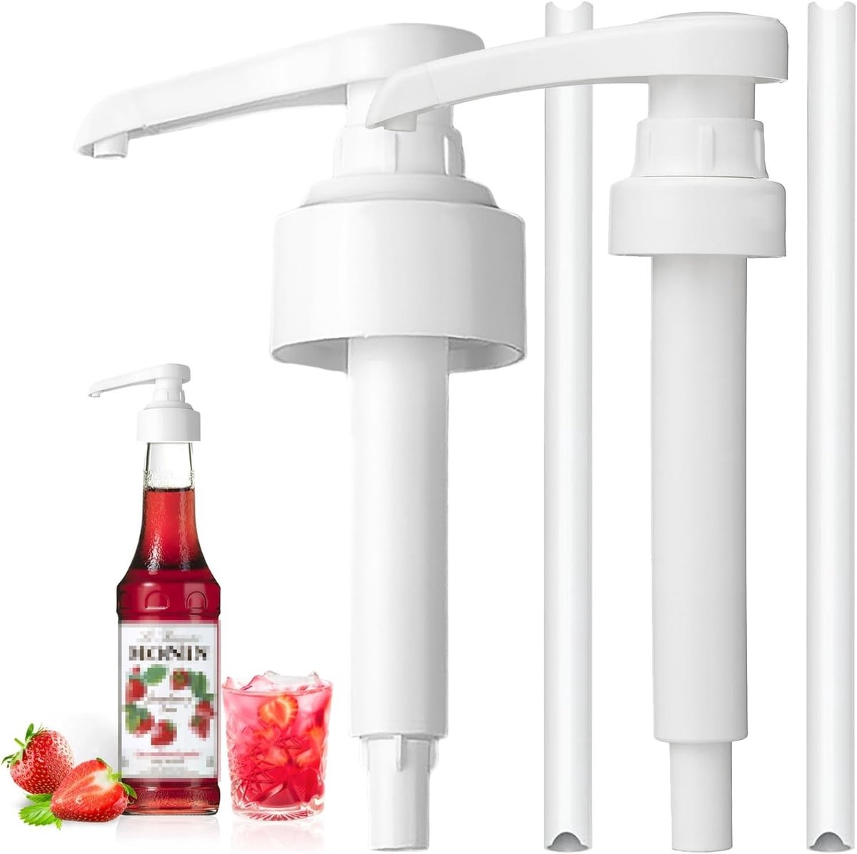 Doseringspomp voor siroop van 0,7/1 liter, herbruikbare pompdispenser, ideaal voor cocktails en dranken, compatibel met verschillende flessen