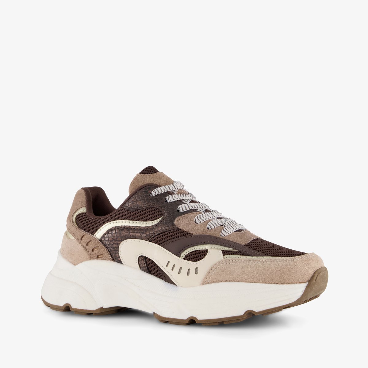Blue Box dames dad sneakers beige bruin - Maat 39 - Uitneembare zool