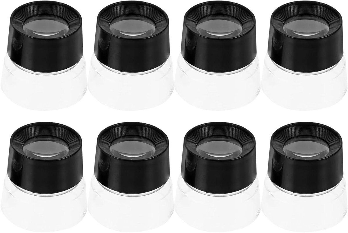 Juweliersloep Vergrootglas - Vergrootglas Sieraden - Sieraden Inspecteren - Hoge Transparantie Optiek - 8 Stuks - Zwart