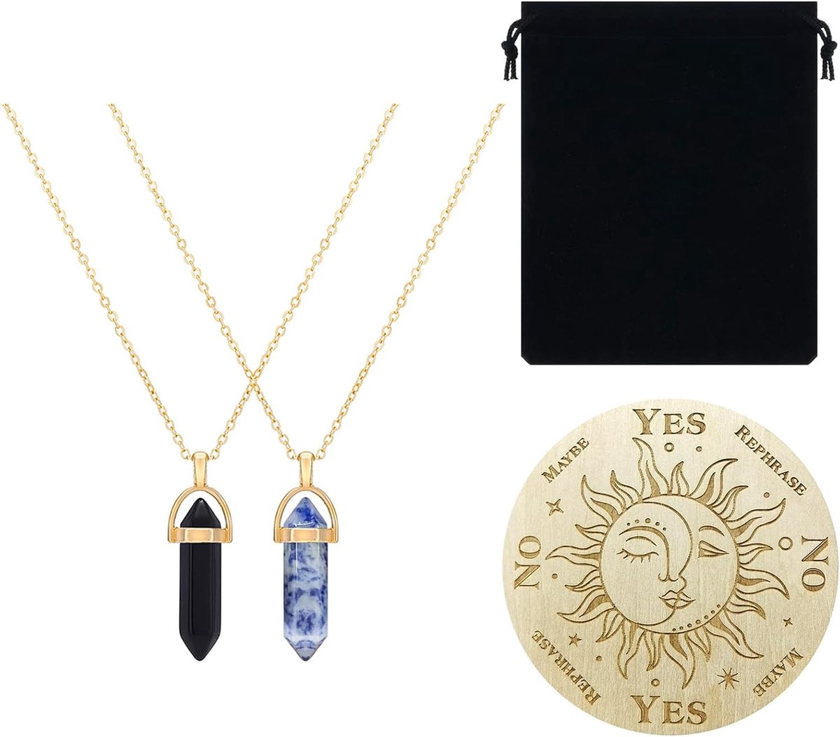 Board Heksen Wicca Witchboard Pendelbord van Hout Waarzeggebord Kristallen Ketting Kristallen Ornamenten Metafysisch Berichtenbord Wicca-altaar Wenshengel Ouija Board Pendelbord (Gezicht)