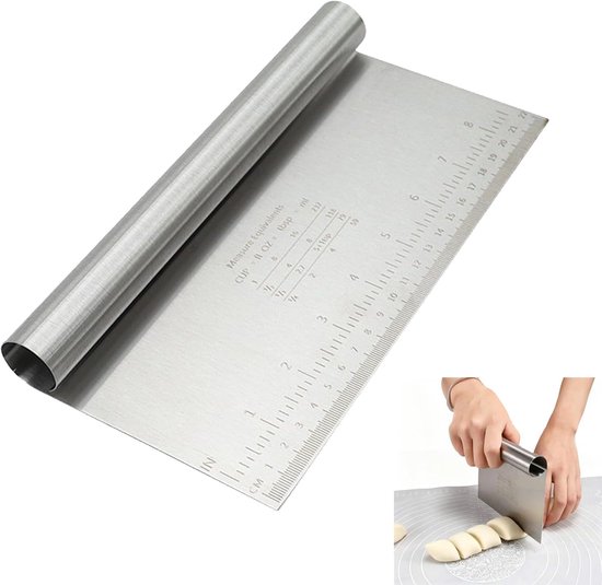 Deegkaart van roestvrij staal met meetschaal, deegschraper 22 x 12 — afbeelding 5