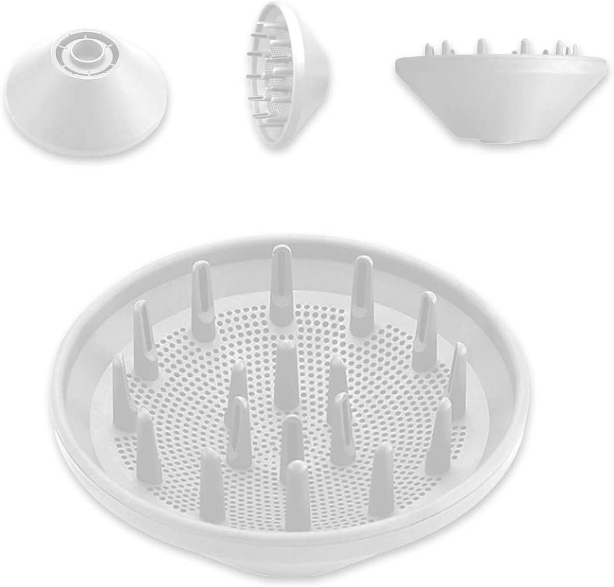 Haardroger Diffuser Opzetstuk - Haar Diffuser Krullen - Föhn Accessoire - 360° Roterend Ontwerp - 13 x 13 cm - Wit