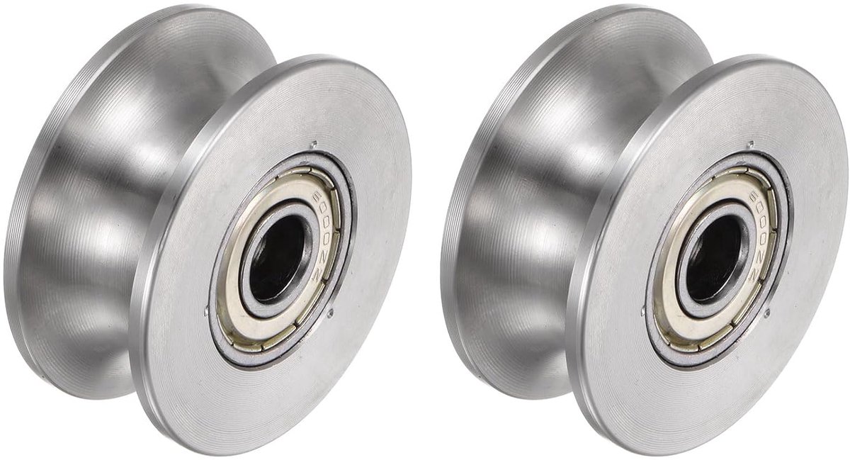 2 stuks U-loopwiel voor groefrail, 1,89 inch dubbele lagerwielen