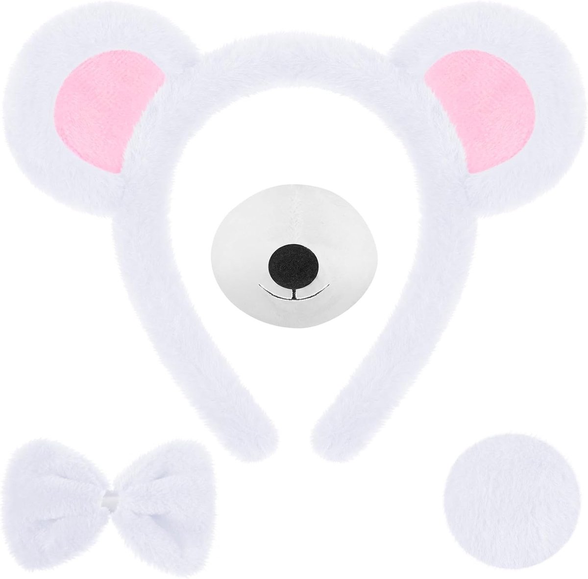 Complete Bear Cosplay Set met Hoofdband, Strik, Neus en Staart voor Halloween en Carnaval Kostuum Accessoires