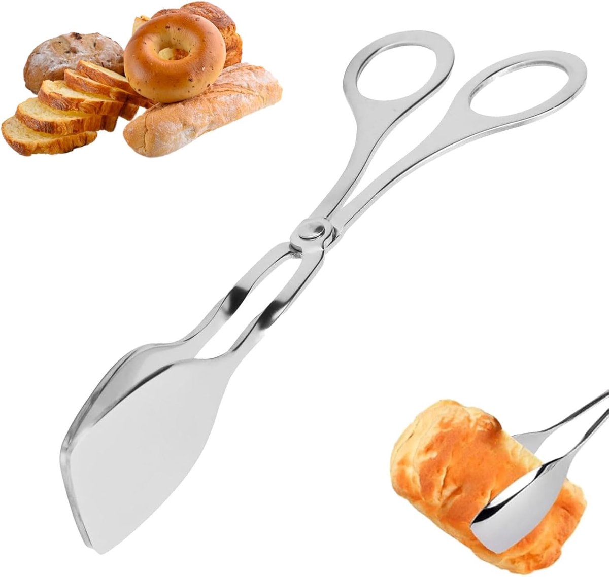 schaargreep gebak tang, platte clip tang keuken, lengte 18 cm