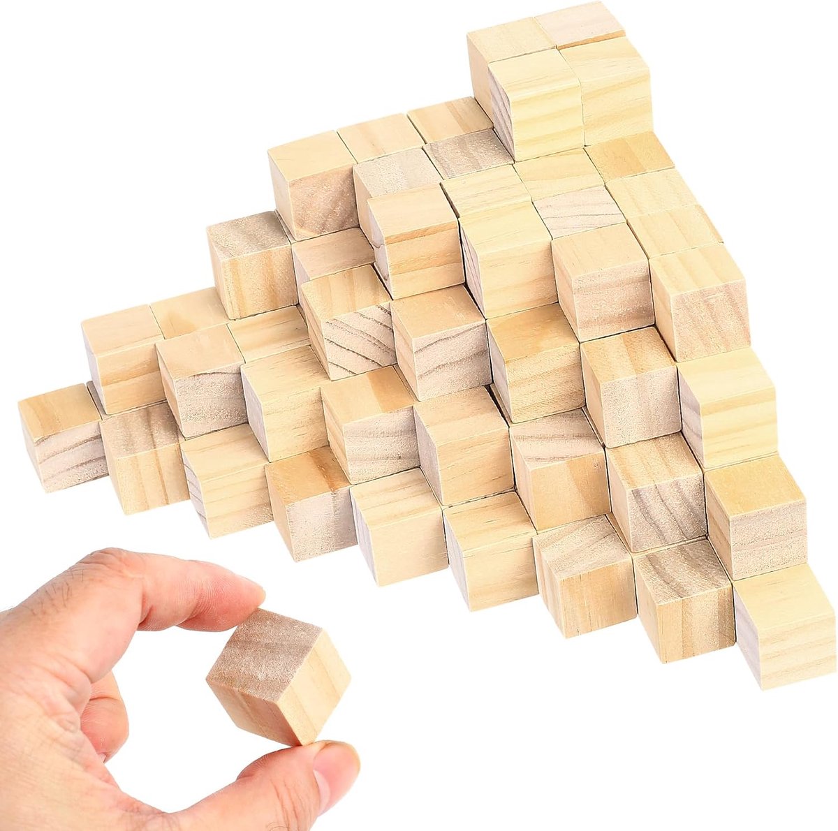 Houten Blokjes Blank, 20 mm Kleine Knutselblokjes, Vierkante