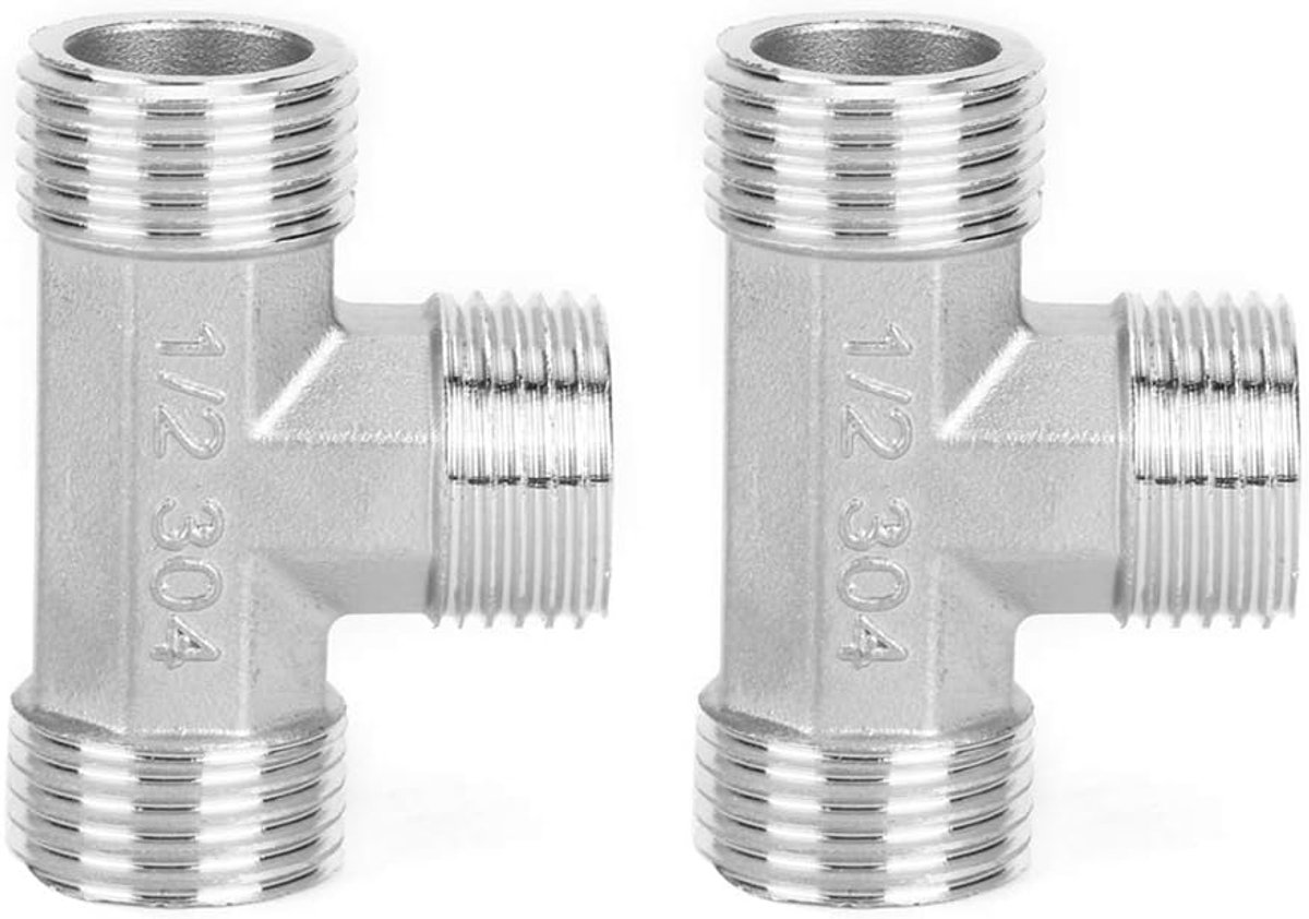1/2 Inch T-stuk, Roestvrijstalen T-stukconnector, vormige Pijpverbinding voor loodgieters-, gas- en Watertoepassingen