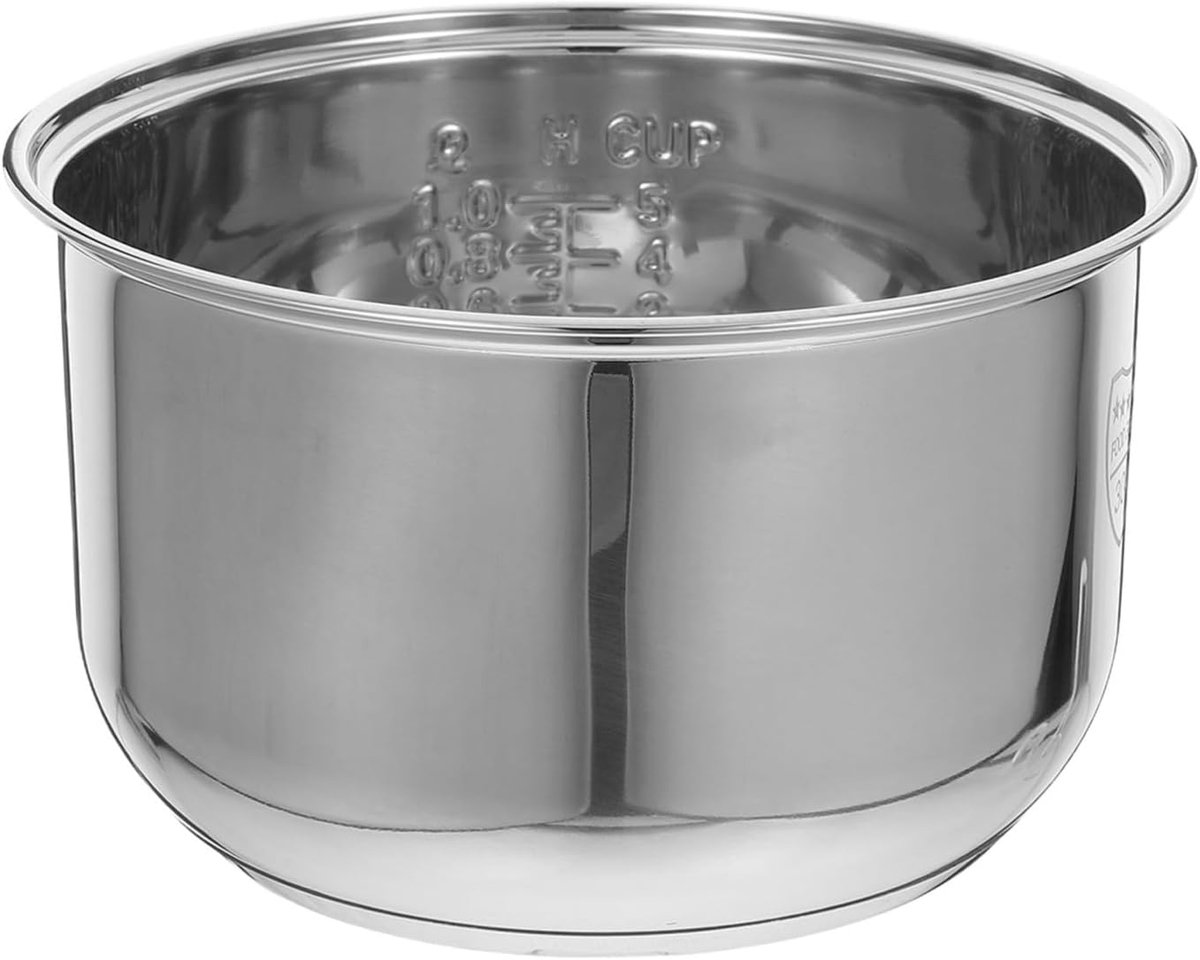 Universele binnenpan van roostervrij staal, binnenpan voor rijstkoker, 2 liter, voor stomen en koken, thuisgebruik