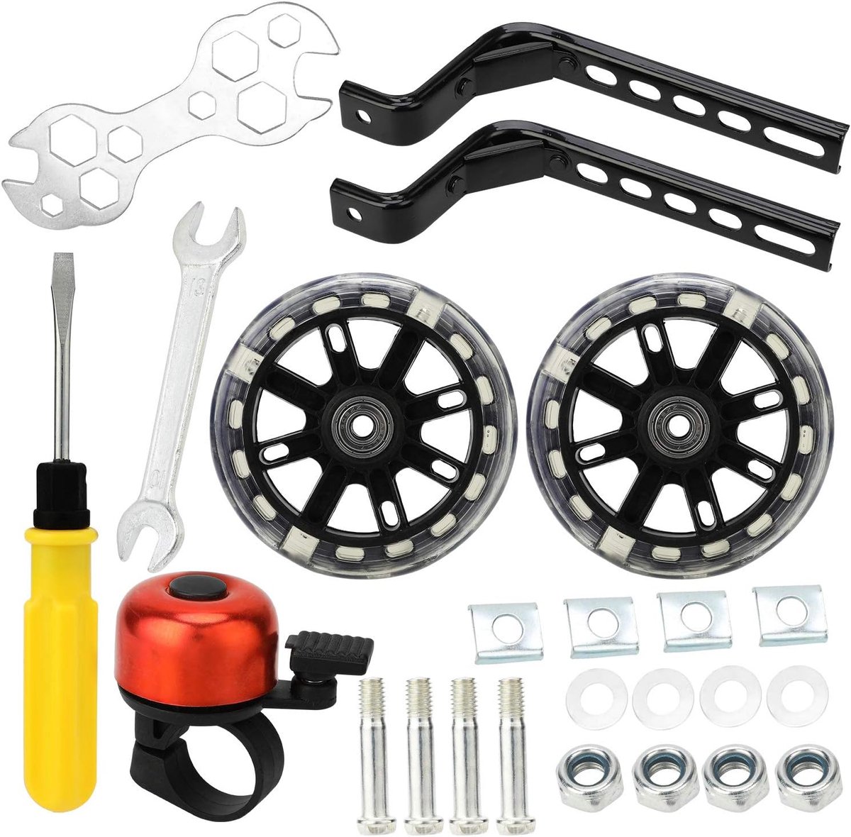 wielen voor fietstraining voor kinderen, fietsstabilisatoren voor kinderen, stalen frame voor kinderen, 30,5 cm, 35,6 cm, 40,6 cm, 45,7 cm, 50,8 cm, veiligheidsuitrusting (1
