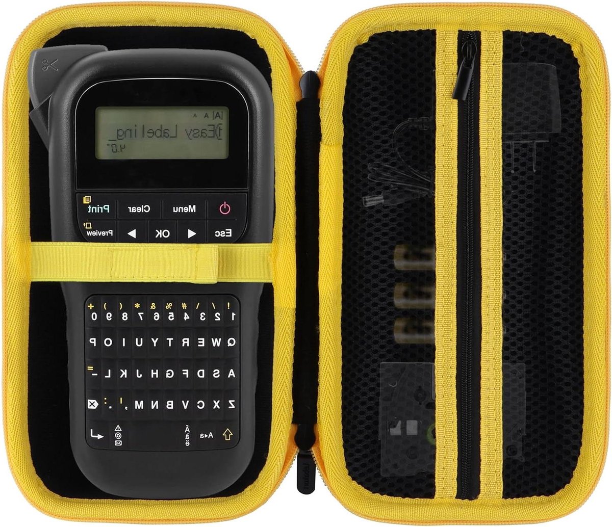 Harde beschermhoes - Opbergkoffer etui - Labelmaker opbergen - Schok- en krasbestendig - 23x12x10.5 cm - Zwart Geel