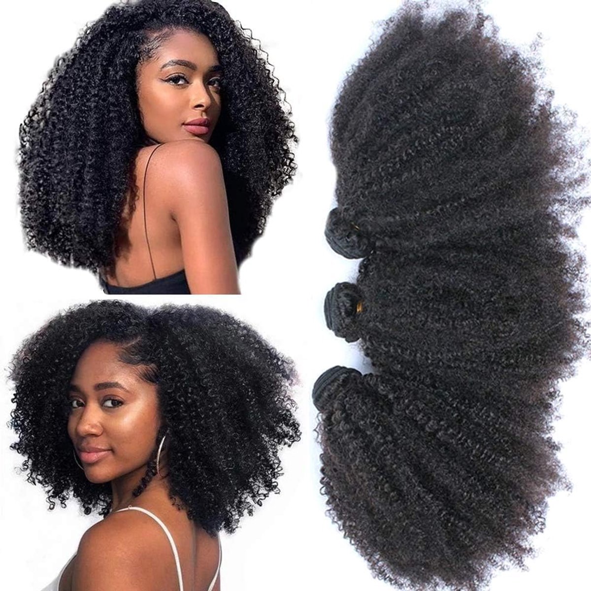 kinkys Curly Human Hair 3 Bundles 100 Unprocessed Brazilian Virgin