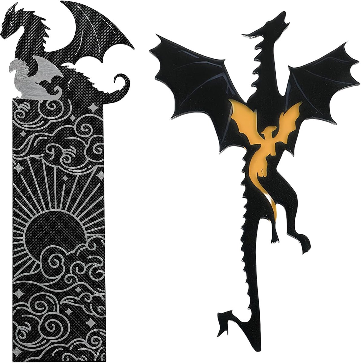 Acryl boekenleggers 2 stuks - zwart gouden draken - unieke design - perfect voor kinderen en volwassenen - ShopVlot