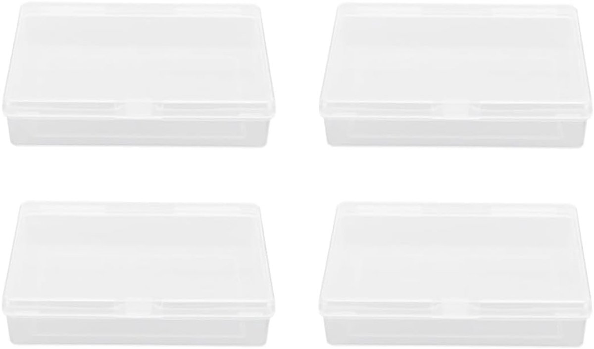 SnelShoppen - 4 Stuks Transparante Kaartendozen voor Speelkaarten, Bankkaarten en Visitekaarten, Plastic Opbergdozen, Handig en Ruimtebesparend, 9.2 x