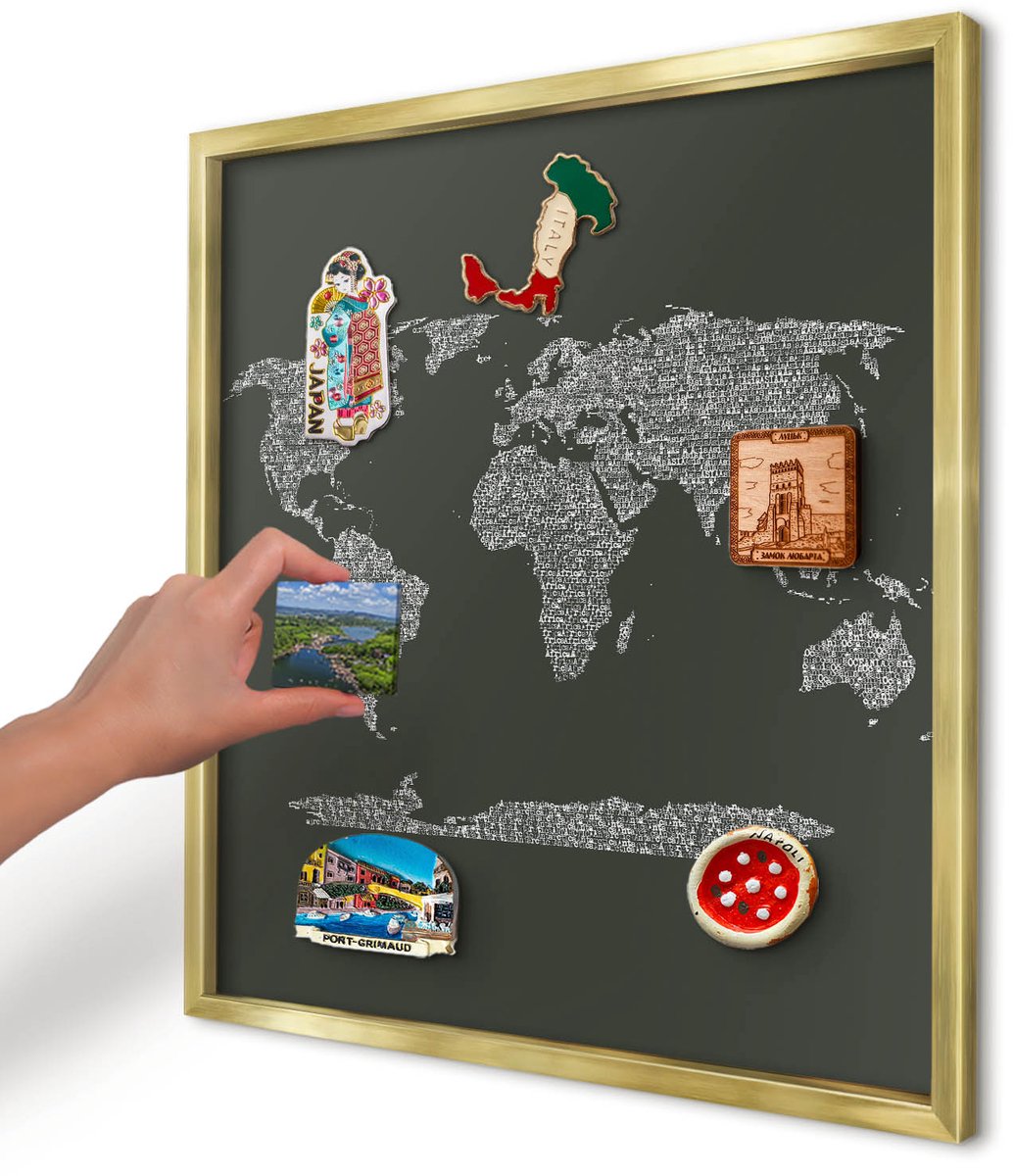 Artprintcave Groente Magneetbord mit Gouden Frame - 50x50 cm - Tekstkaart Magnetische Organizer - Typografisch Magnetisch Bord - Kaarten