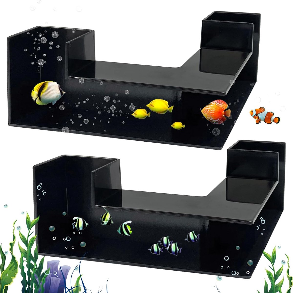 2 stuks aquariumtunnel, ondergrondse tunnel, aquarium shrimp cave tunnel, hoektunnel voor aquaria, vis en garnalenverstopplaats voor aquaria voor vissen, meerval, garnalen, kreeften