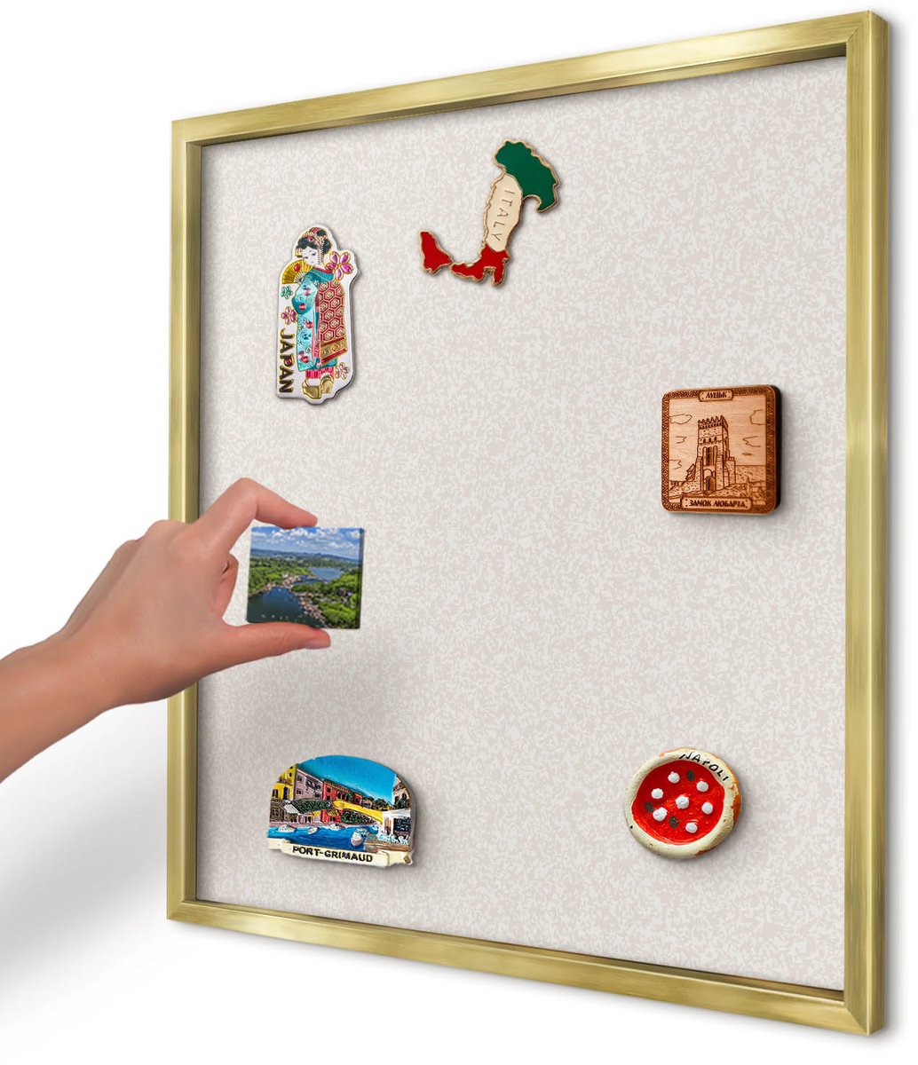Artprintcave Romig Magneetbord mit Gouden Frame - 50x50 cm - Romige Textuur Magneet Bord mit Frame - Minimalist Notitiebord - Texturen