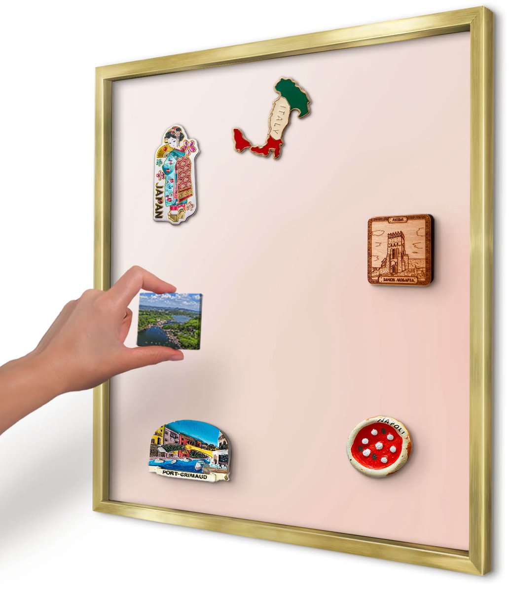 Artprintcave Beige Magneetbord mit Gouden Frame - 50x50 cm - Pastel Charm Magneet Bord mit Frame - Minimalist Magnetisch Bord Voor Magneten - Achtergronden En Patronen