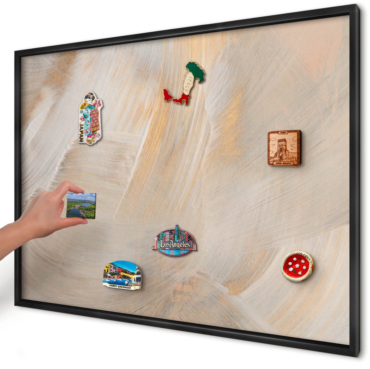 Artprintcave Romig Magneetbord mit Zwart Frame - 100x70 cm - Elegante Abstractie Bord Voor Magneten - Abstract Magnetisch Bord - Abstractie
