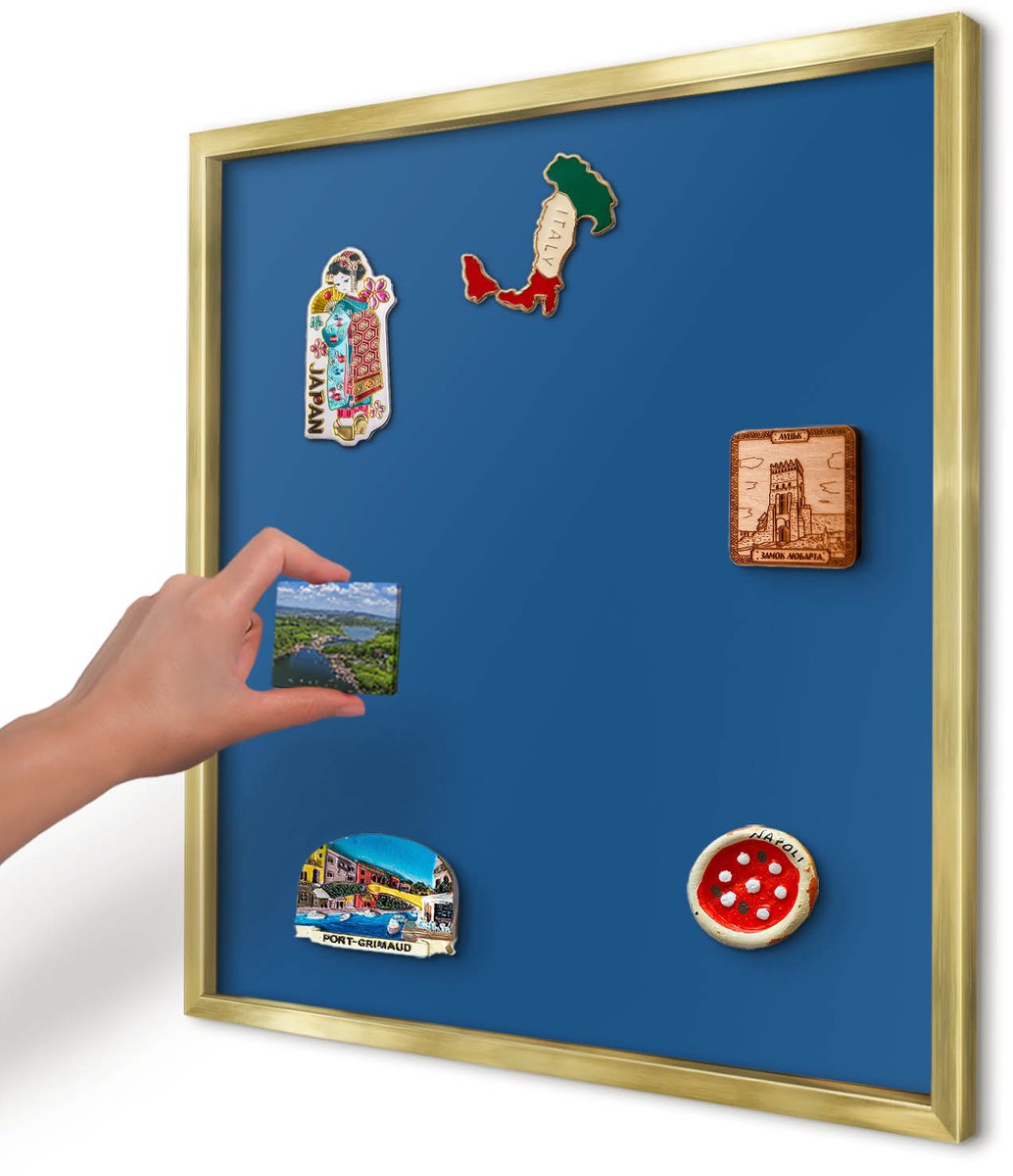 Artprintcave Marine Magneetbord mit Gouden Frame - 50x50 cm - Donkerblauw Memobord Keuken - Minimalist Wandbord Magnetisch - Achtergronden En Patronen