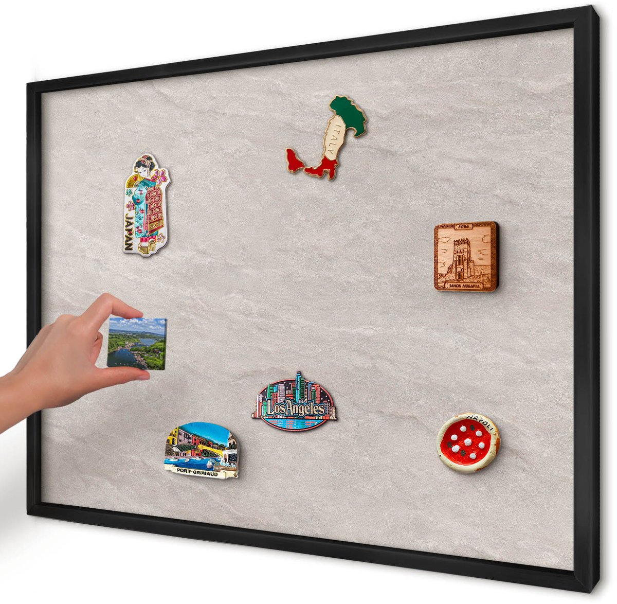 Artprintcave Beige Magneetbord mit Zwart Frame - 70x50 cm - Verfijnde Elegantie Magnetische Organizer - Minimalist Magneet Bord mit Frame - Texturen