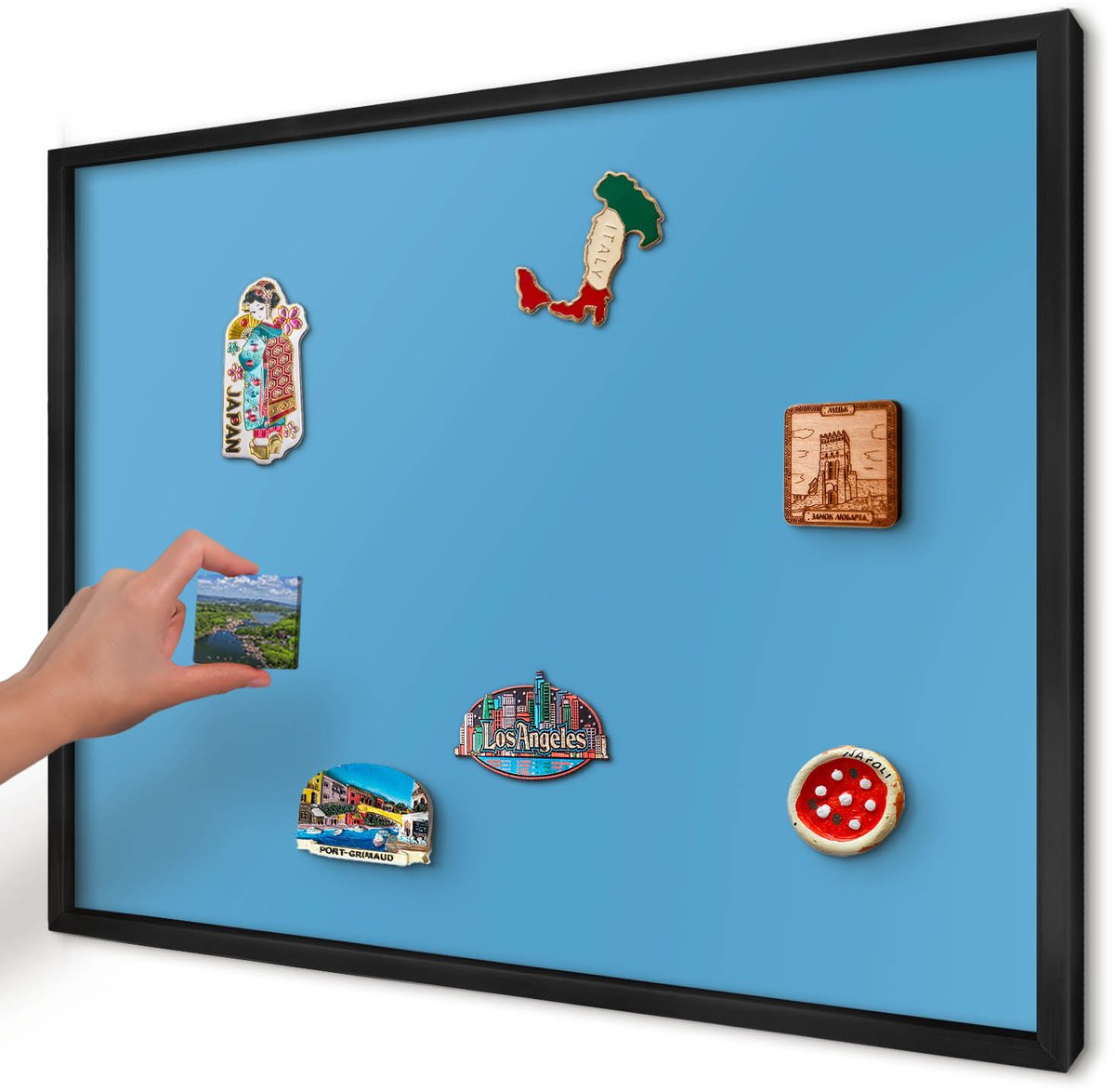Artprintcave Blauw Magneetbord mit Zwart Frame - 70x50 cm - Blauw Water Wandbord Magnetisch - Minimalist Bord Voor Magneten - Achtergronden En Patronen