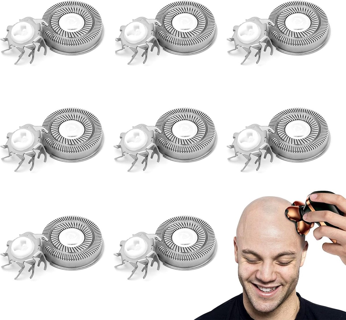 Scheerhoofd vervangingsbladen voor schedel shaver - 8 stuks - geschikt voor elektrisch scheerapparaat - SnelShoppen