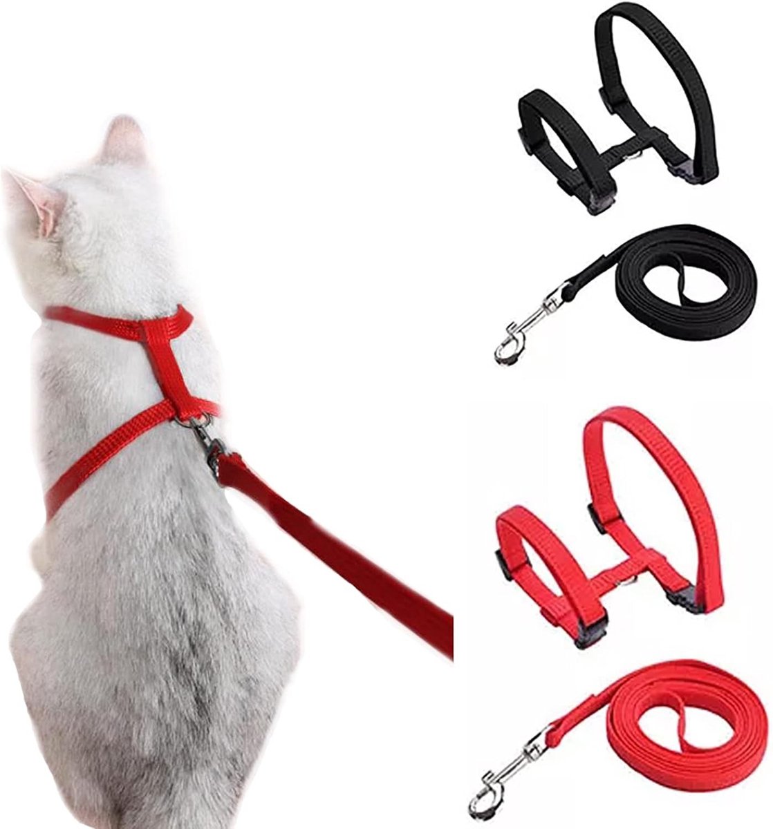 Verstelbaar kattenharnas met riem en veiligheidskoord voor katten en kittens - Ideaal voor buitenavonturen en reizen