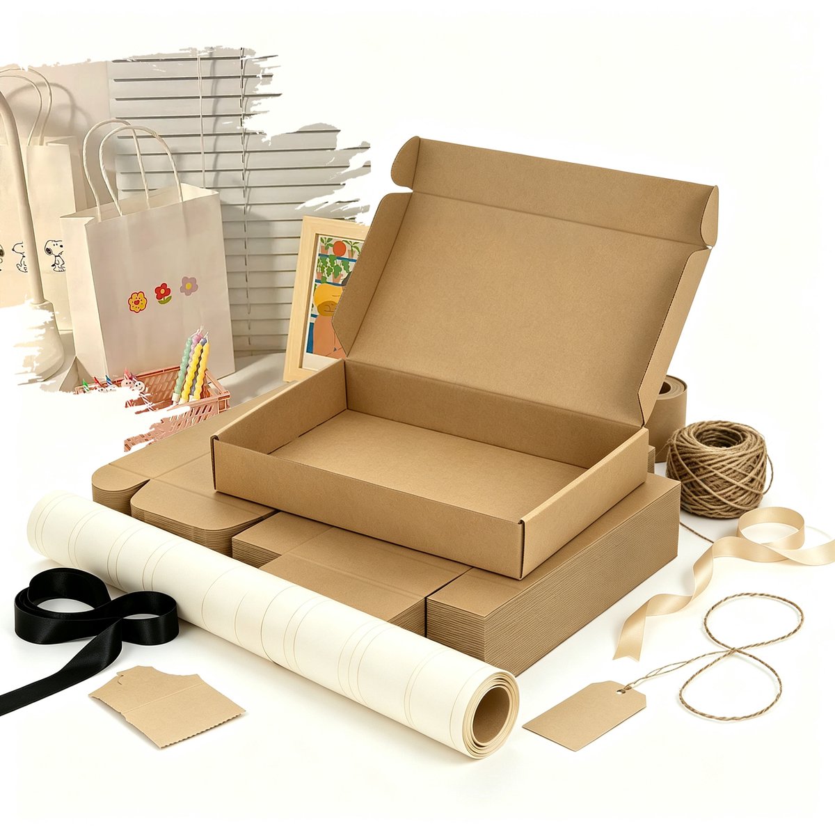 Froadp Verpakking van 80 verpakkingsdozen, opvouwbare kartonnen dozen en transportdozen, eenvoudig op te vouwen, stevige constructie, geschikt voor transport, verhuizingen, opslag en cadeauverpakkingen. Grote brieven - bruin - 32 x 22 x 5 cm