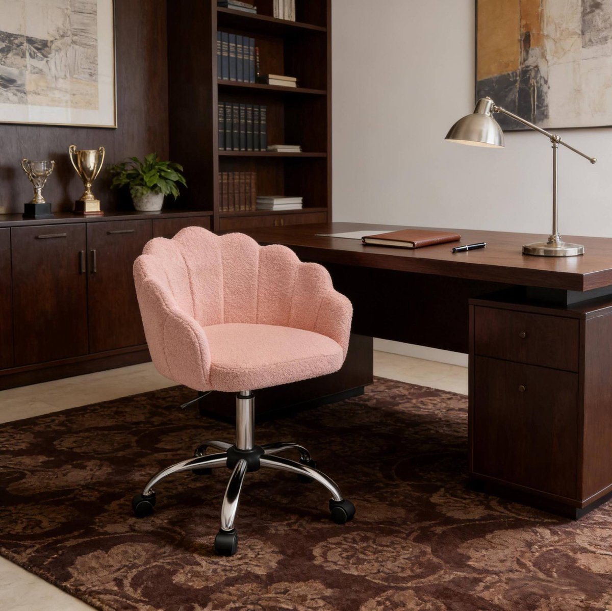 COVREO Bureaustoel 37,5 x 55 x 81,5 cm roze, stof verstelbare zithoogte