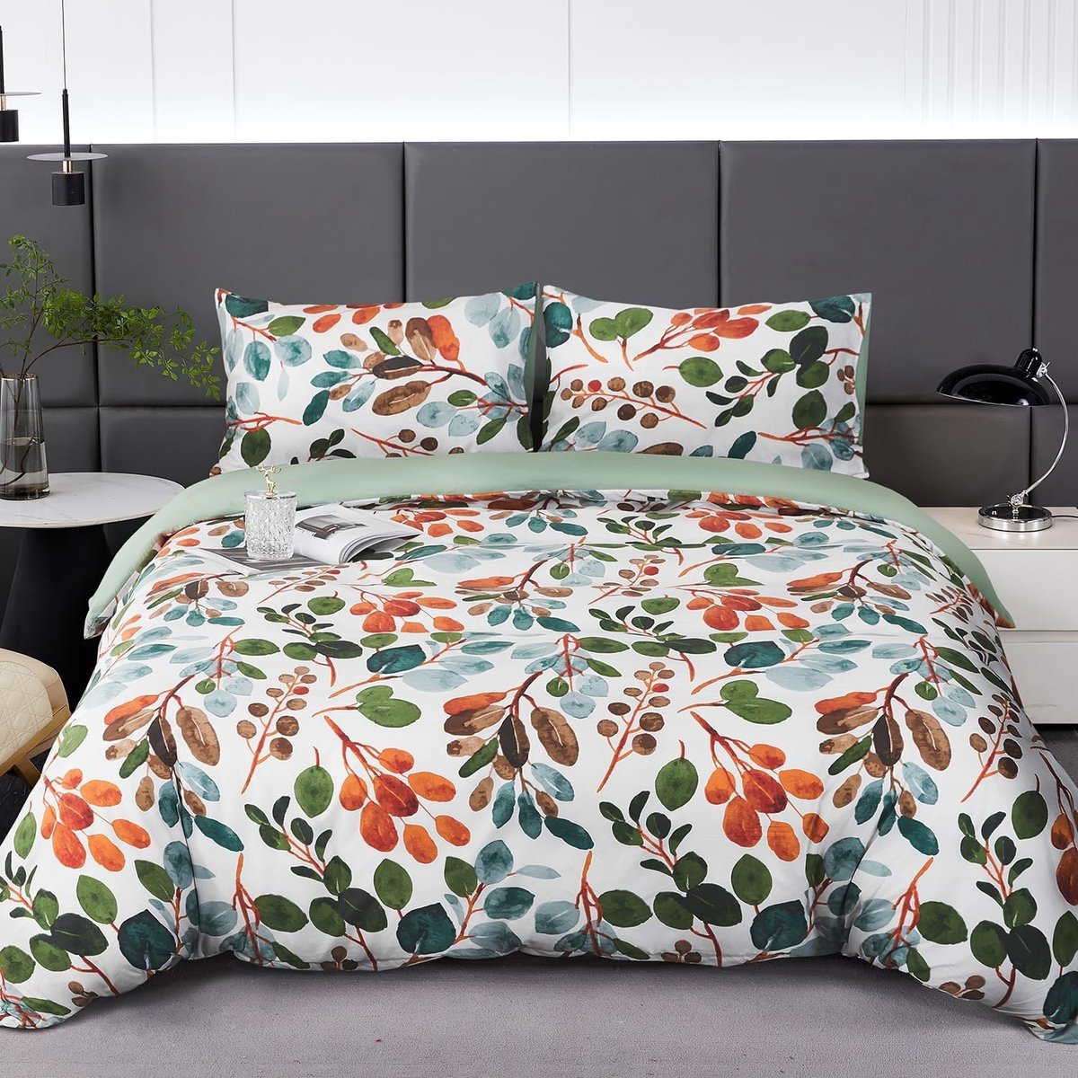 Luxe bloemen beddengoed set met microvezel dekbedovertrek 230 x 260 cm en 2 kussenslopen 50 x 90 cm, ideaal voor een moderne slaapkamer met een frisse lentestijl